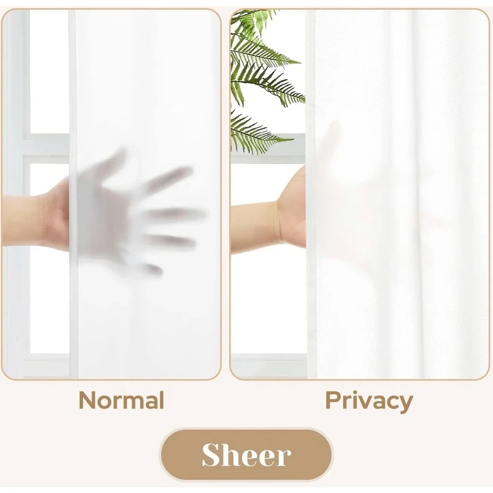 White Sheer Curtains Light Filtering Rod Top Window 52x84